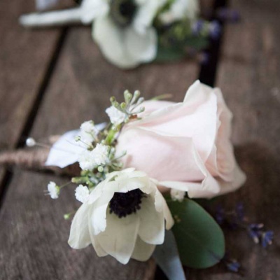 Floral Lounge Anenome and pink buttonhole