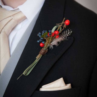 Floral Lounge Feather buttonhole