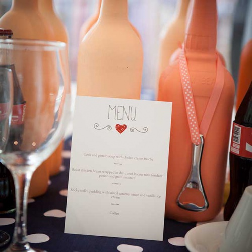 Floral Lounge Polka dots and coral wedding decor