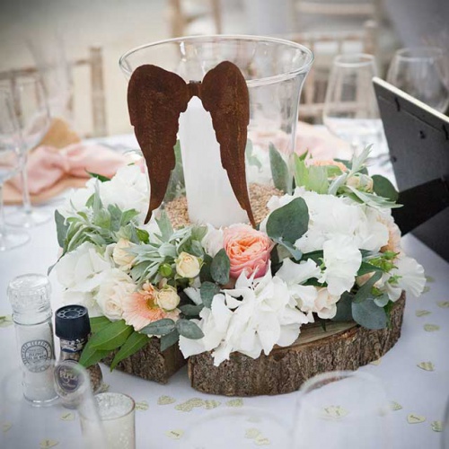 Floral Lounge Rustic barn centerpiece
